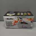 Mueller Pro-Series All-in-One, 12 Blade Mandoline Slicer for Kitchen, Food Chopper, Vegetable Slicer and Spiralizer, Cutter, Dicer, Grater, Kitchen Gadgets Sets with Container, White Sand/Gray