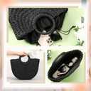 Frienda Straw Tote Bag Summer Beach Bag Handmade Straw Rattan Woven Handbag for Women Travel