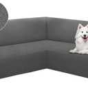 HDCAXKJ Sectional Couch Cover L Shape Stretch Sofa Covers Washable Jacquard Corner Couch Slipcover Non Slip Sectional Slip Cover U Shaped Furniture Protector for Pets Dogs (Dark Grey, Large)