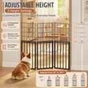 24~39.7" Adjustable Height Freestanding Dog Gate for Stairs 3-Panel Pet Gate for Stairs, Dog Fence Chewproof Steel Frame Baby Gate for Indoor Doorways, House, Porch, Deck, Yard (Black)
