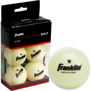 Franklin Sports Glow in The Dark Ping Pong Balls - Official Size + Weight 40mm Table Tennis Balls - One Star Glow in The Dark Ping Pong - Durable High Performance - Green - 6 Pieces (2 Pack)