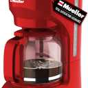 MELLERHOME 12-Cup Red Coffee Maker - Perfect for Home or Office, Borosilicate Carafe, Auto-Off, Reusable Filter, Anti-Drip, Keep-Warm Function, Clear Water Level Window, Red Kitchen Accessories