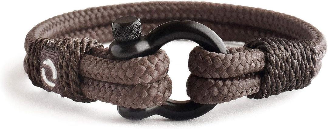 Mens Rope Bracelet - Stainless Steel Black Shackle, Extremely Durable and Scratch Resistant Waterproof Paracord, Handmade, Nautical Wristband for Men (Chocolate)