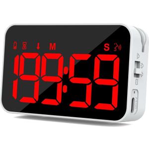 Kitchen Digital Timer, Count Down Up, Rechargeable, Vibration Mode Adjustable Volume and Brightness LED Display, Time Management Cook, Desk, Kids Adults Study Teaching, Kitchen Gadgets Red-1