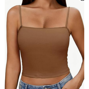 Ekouaer Womens Ribbed Spaghetti Strap Tank Top Crop Camisole Tops Going Out Basic Summer Cami 2026, Small