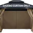 COWVIE 4-Panel 10' x 13' Gazebo Replacement Curtains, Patio Privacy Sidewalls with Double Zipper, Replacement for Outdoor Gazebo Canopy (Curtain Only) (Light Coffee)