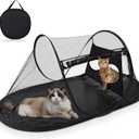 Outdoor Cat Tent with Removable Interactive Fabric,Outdoor Cat Enclosures for Indoor Cats, Portable Pet Playpen Ideal for Hiking, Traveling, and Sunbathing-Black