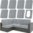 Hyha Waterproof Outdoor Cushion Covers for Patio Furniture, Stretch Patio Chair Cushion Slipcovers, Coated UV Resistant Replacement Seat Covers, Solid Color (Grey, 8PC)