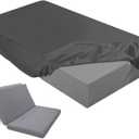 Breling Fitted Sheet (Sheet Only) Compatible with Milliard Trifold Mattress Folding Mattress Fitted Microfiber Bedsheet for Camp Bunk Rvs Bed (Queen,6'',Dark Gray)
