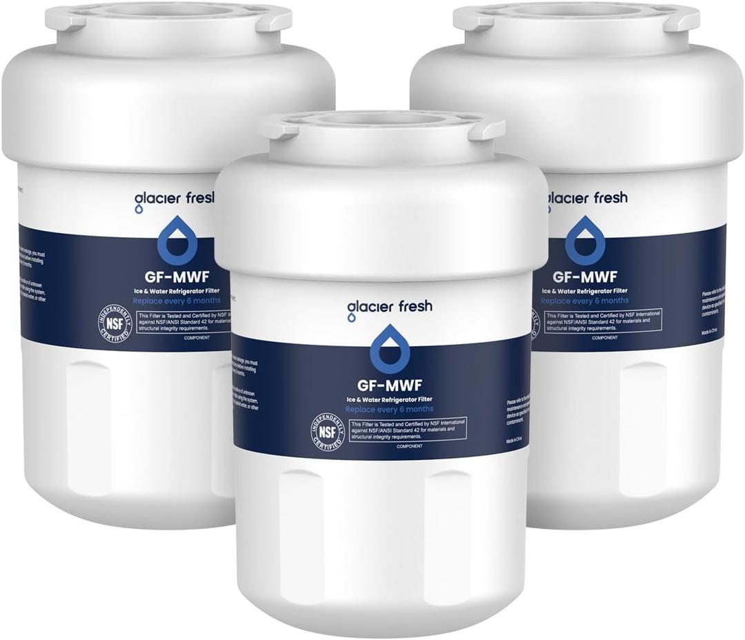 GLACIER FRESH Replacement for MWF Refrigerator Water Filters, SmartWater MWFP, MWFA, GWF, HDX FMG-1, WFC1201, RWF1060, 197D6321P006, Kenmore 9991, 3 Pack (White)