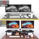 Across-Star Dual-Monitor Stand for Desk - Large Adjustable Length and Angle Riser for 2 Monitors, Double Computer Desktop Organizer, Shelf for TV, Laptop, Printer