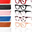 6 Pack Oprah Style Reading Glasses for Women Blue Light Blocking Computer Square Readers with Spring Hinge (Mix Color-5, 4.0, x)