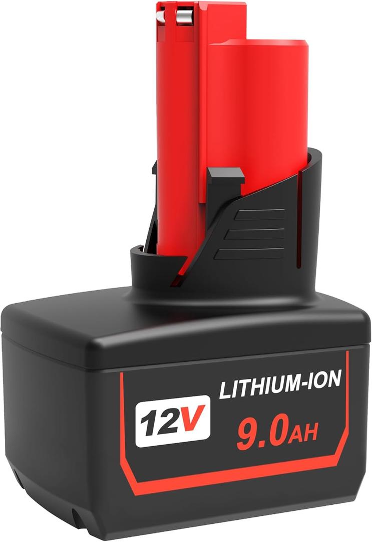 Upgraded 9000mAh 12V Replacement for Milwaukee M12 Battery Lithium 48-11-2460 48-11-2402 48-11-2412 48-11-2411 48-11-2420 Compatible with Milwaukee 12 Volt Cordless Power Toolsand Charger