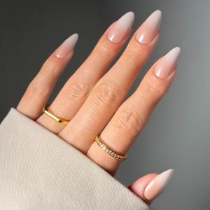 2 x Glamnetic Press On Nails - Medium Almond Fake Nails, Glazed Nude Ombr Nails, Frosted Chai | 15 Sizes - 30 Nail Kit with Glue | Gift for Mom