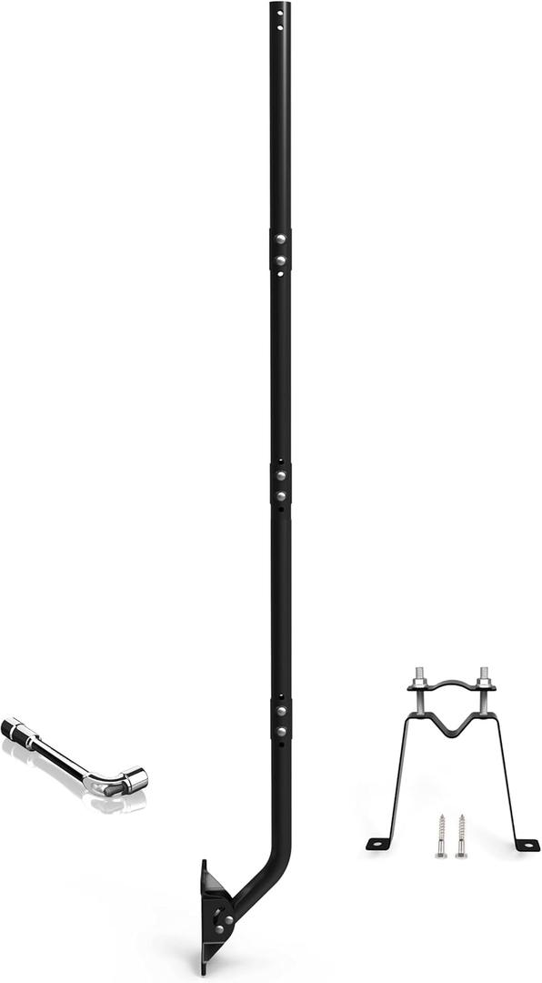 PIBIDI Adjustable Antenna Mounting Pole – Outdoor Wall or Eave Mount for TV Antenna & Weather Station, Heavy Duty Weatherproof Steel Bracket, 1-1/ 4" Dia Pole, 66" Arm
