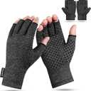 2 Pairs Fingerless Arthritis Compression Gloves for Women & Men - Open Finger Hand Support for Typing, Crafting & Carpal Tunnel Relief Comfort Size L