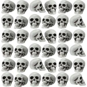 Aoriher 50 Packs Halloween Skull Crafts Skeleton Heads Plastic Human Skull Head Small Mini Realistic Skeleton for Halloween Bar Home Table Decorations Party Supplies