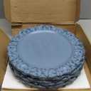 Leemxiiny 13" Antique Blue Charger Plates, Set of 6 Plastic Textured Chargers for Dinner Plates with Embossed Rim, Table Dcor, Party, Wedding, Holiday (FD04BL)