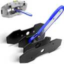 Brake Caliper Compression Tool, Caliper Piston Compressor Tool with 360 Rotating Ratchet, Brake Caliper Press Tool with 2 PCS Steel Plates for Car Disc Brake Repair, Blue