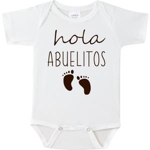 Baby Announcement for Grandparents,0-3month Hola Abuelitos Spanish Pregnancy Announcement Outfit (White)