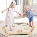 Balance Beam Wooden Balance Board Stepping Stones Montessori Toy for Kids 3-5 Toddler Gross Motor Skills Build Coordination Gymnastics Obstacle Course Indoor Outdoor Gift 6pcs