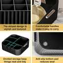 DASITON Acrylic Makeup Organizer,9 Slots Makeup Brush Holder,Makeup Storage with Handle,Vintage Striped Cosmetic Organizer for Desk Storage Container,Vanity,Bathroom(Black)