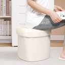 B FSOBEIIALEO Storage Ottoman Cube, Heart Shaped Ottomans with Storage Foot Stool Footrest for Lving Room, Boucle Ottoman Seat for Dorm Room,Faux Teddy Fur, White 15"x15"x15"