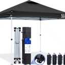 FANPAT 10x10 Pop Up Canopy Tent,300D Silver-Coating Top,1-Person Setup Commercial Heavy Dury Tent Instant Portable Shelter and Carry Bag, Bonus 8 Stakes and 4 Canopy Weights(Black)