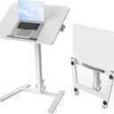 25" Mobile Folding Desk, Pneumatic No-Assembly Standing Desk, White