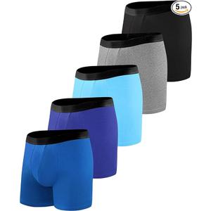 BEENIUBEE Incontinence Underwear for Men 150ML Absorbent Washable Reusable Heavy Flow Bladder Cotton Leak Proof Protective Boxer Briefs 5 Pack (Multicolor01, XLarge)