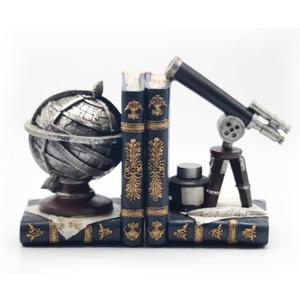 AUSTUFF Vintage Decorative Bookends, Armillary Sphere and Space Telescope Decorative Bookends, Vintage Decorative Unique Bookends for Home Office Schools