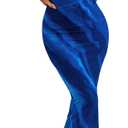 PRETTYGARDEN Women's Bodycon Maxi Dress Fall Spring Fashion Long Sleeve Floral Print Tight Fitted Party Club Ruched Dresses (Blue, M)