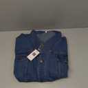 Womens Classic Jean Jacket Plus Size Loose Long Sleeve Button Down Denim Trench Coat (4X-Large, Blue)