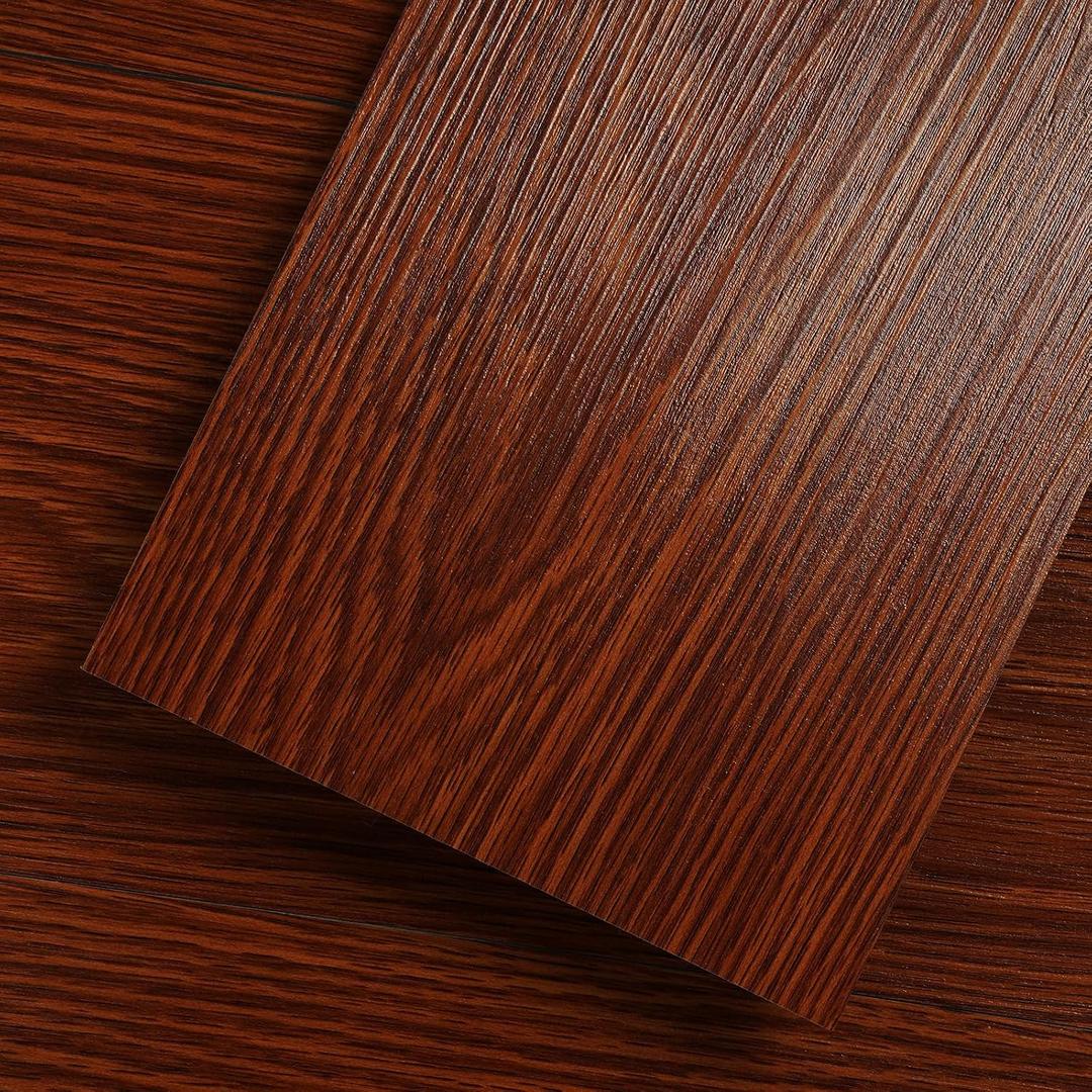 VallisCo Peel and Stick Vinyl Flooring 36 Pack 54 Sq.Ft, Waterproof Vinyl Flooring Peel and Stick for Office, Living Room, Bathroom, Kitchen - Unique Design, Easy to Install Floor Red Brown