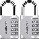 Puroma 2 Pack Combination Lock for Locker 4 Digit Outdoor Waterproof Padlock for School, Gym, Sports, Fence, Toolbox, Gate, Case, Outdoor, Hasp Storage (Silver)