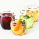 32 Pack 12oz Plastic Stemless Wine Glasses wihth Gold Rim, Disposable Clear Wine Cups - Shatterproof, Unbreakable & BPA-Free, Recyclable Drinkware for Wedding, Birthday Party, New Year, Holidays