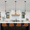 Black Pendant Lights Kitchen Island 2 Pack, Mini Crystal Chandeliers with Adjustable Height, Modern Pendant Lights Ceiling Lighting Fixtures for Kitchen Island, Dinning Room, Bedroom