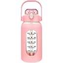 Chunmo 42 oz Glass Water Bolttles with Straw Large Motivational Water Bottle with Time Marker Sports Water Bottles with Silicone Sleeve and Handle Lid Water Jug for Gym Workout