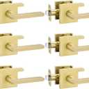 Goldenwarm Gold Passage Door Handles for Hallways & Closets, Zinc Alloy Non-Locking Brushed Gold Closet Door Handles, Heavy Duty Passage Door Hardware (6 Pack)