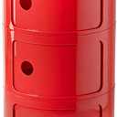 3 Tier Round Nightstand with Drawer, Red Round Side Table Small Plastic Storage End Table Suitable for Bedroom, Living Room, Bathroom, 22.8IN