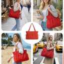 FHELAD Puffer Tote Bag for Women, Large Lightweight Quilted College Shoulder Bag with Bottle Pocket for Travel, School