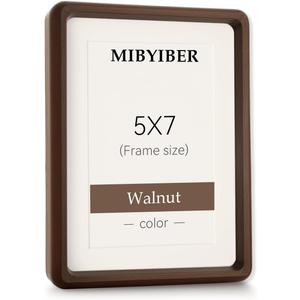 5x7 Picture Frame Wood Natural Solid Walnut Photo Frames with 4x6 Mat, Handcrafted Wooden Frame for Tabletop or Wall Mounting Display