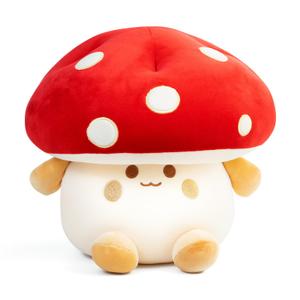 Nuokin Mushroom Plush Toys 12 inch Cute Stuffed Mushroom Pillow Stuffed Toy Birthday Present Home Decor Halloween for Kids (Small Orange)