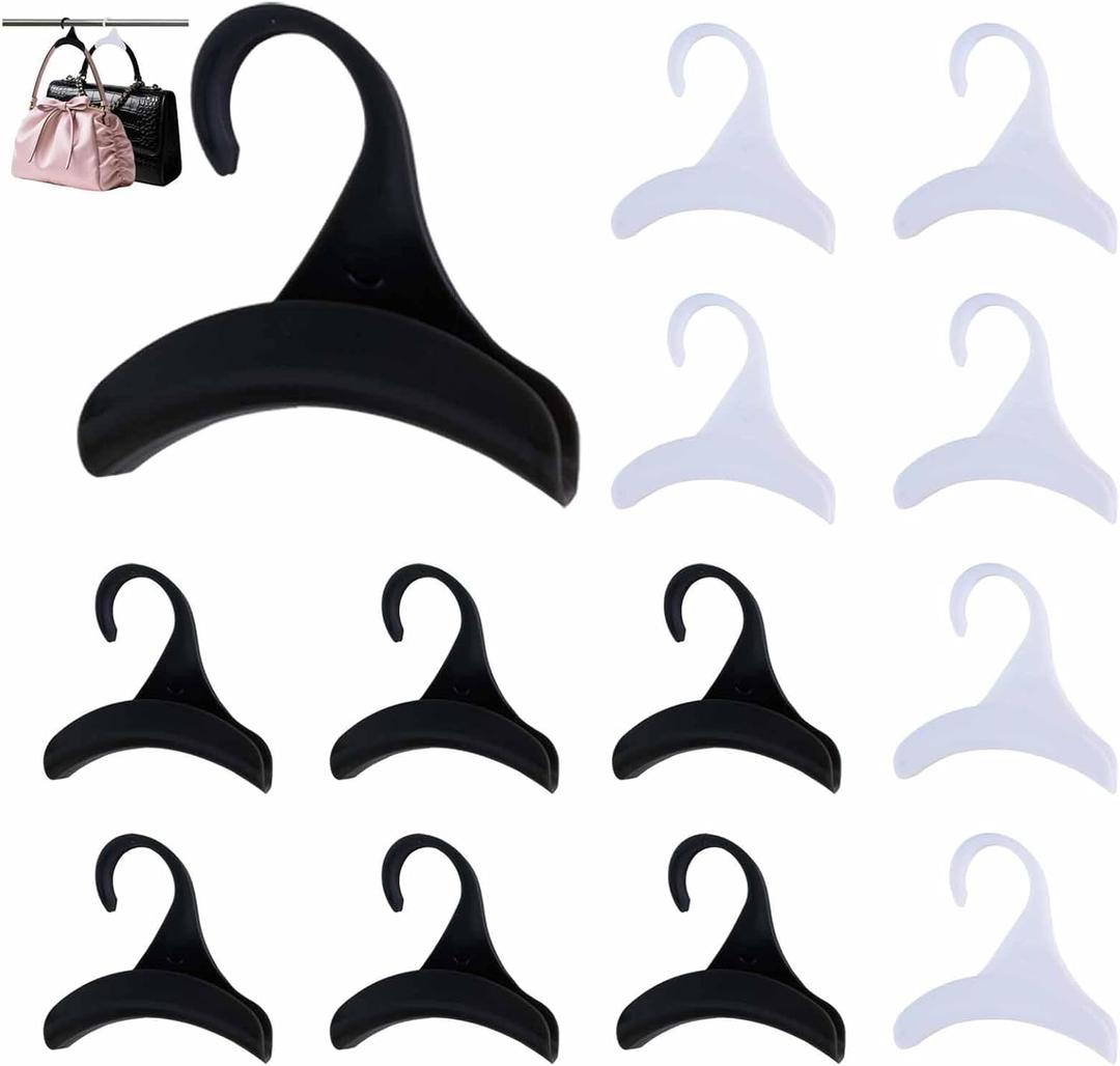 12 Pcs Purse Hanger Hook Acrylic Black and White Bag Tie Handbag Belt Hanger Closet Organizer Storage Handbags Tote Holder for Storing Handbags Satchels
