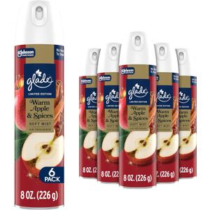 Glade Air Freshener Room Spray, Warm Apple & Spices, Odor Fighting to Deliver Long Lasting Freshness, 8 Oz, Count of 6