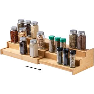 SIMPLEMADE 3-Tier Spice Rack Organizer - Versatile Storage Shelf for Kitchen, Bathroom, Bedroom & Office, Set of 1, Expandable Bamboo