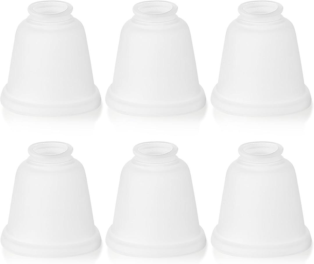 Teenyyou 6 Pcs Frosted Glass Globes for Ceiling Fan Lights Covers Glass Lamp Shade Replacement for E26 Chandelier Table Wall Sconce, 2-1/8" Fitter, 4-5/8" Diameter x 4-1/2" Height