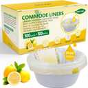 Commode Liners with Absorbent Pads for Bedside Commode, 100 Lemon Scented Bedside Commode Liners and 100 Commode Pads, Commode Toilet  Camping Toilet Bags