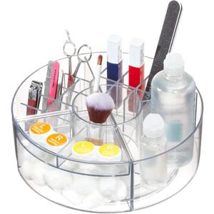 iDesign Rotating Makeup Organizer with Dividers and Lipstick Holders - Clear