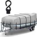 Pontoon Boat Cover Adjustable Metal Hook 16-18 ft with Motor Cover,Gray
